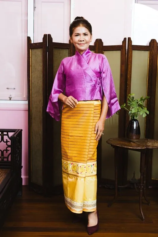 Handwoven Thai silk styled in a contemporary look 1
